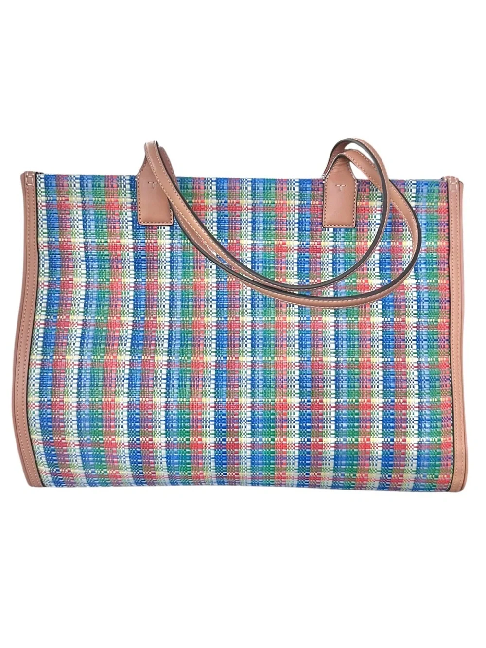 Tory Burch Ella Multicolor Poly Woven Nylon Tote Bag Purse